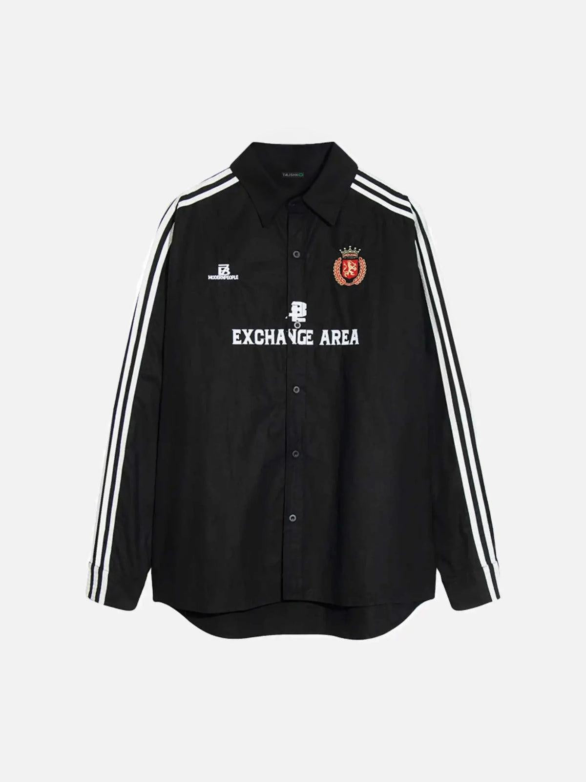 TALISHKO American Retro College Style Lapel Long-Sleeved Shirt