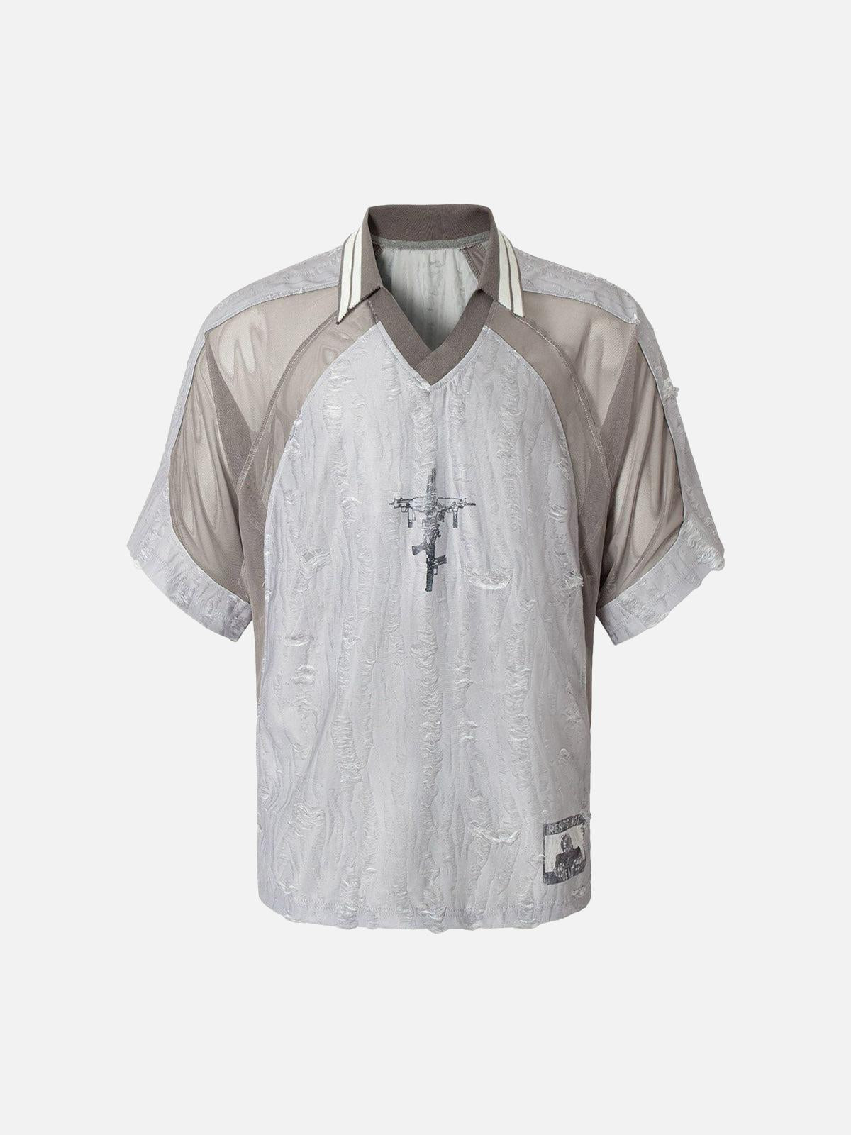 TALISHKO Street Stitching Cross Print T-Shirt