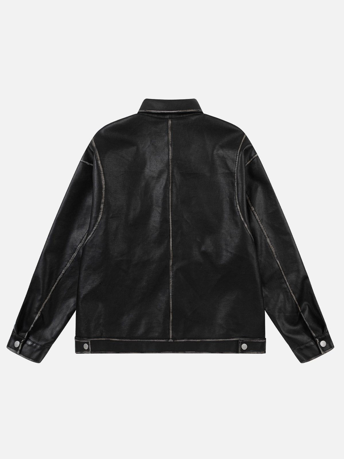 TALISHKO Multi Pocket Faux Leather Jacket