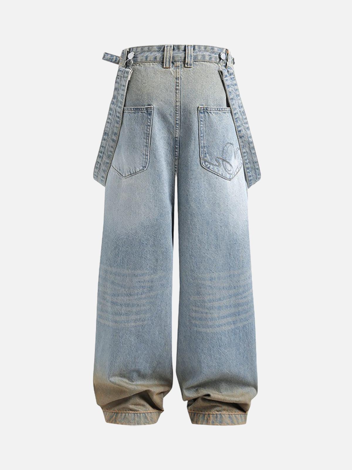 TALISHKO Distressed Washed Detachable Jeans