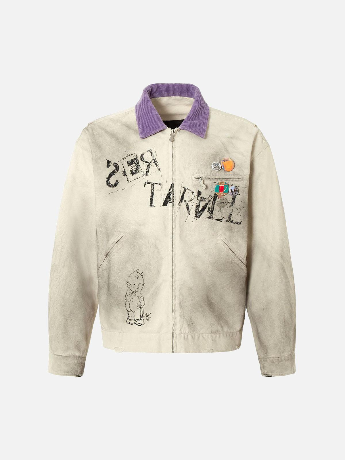 TALISHKO Retro Badge Dirty Dye Detroit Jacket