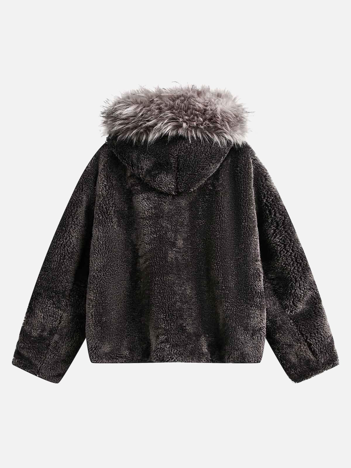 TALISHKO Fur Hooded Quilted Sherpa Jacket