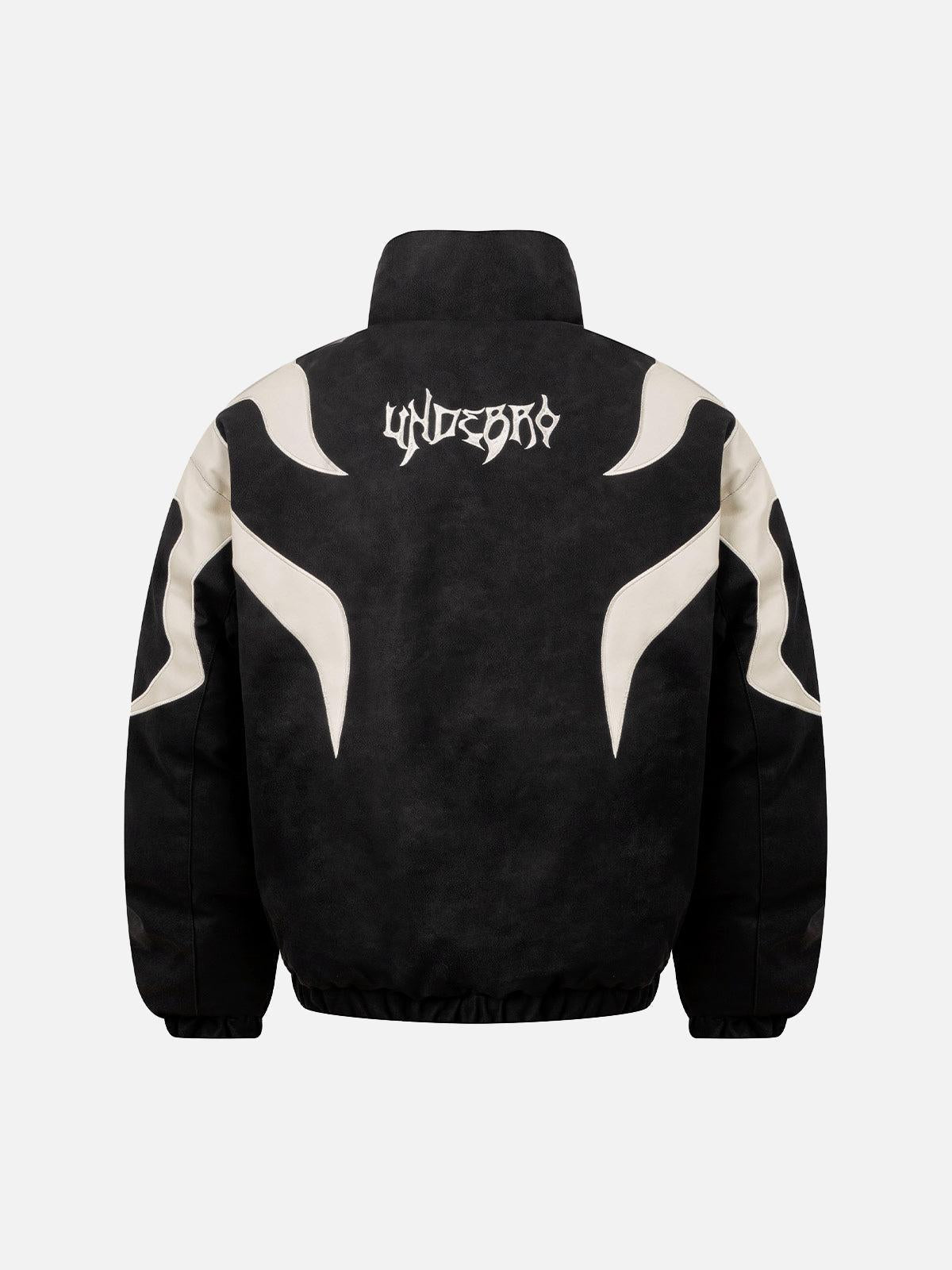 TALISHKO Street Flame Embroidered Suede Padded Puffer Jacket
