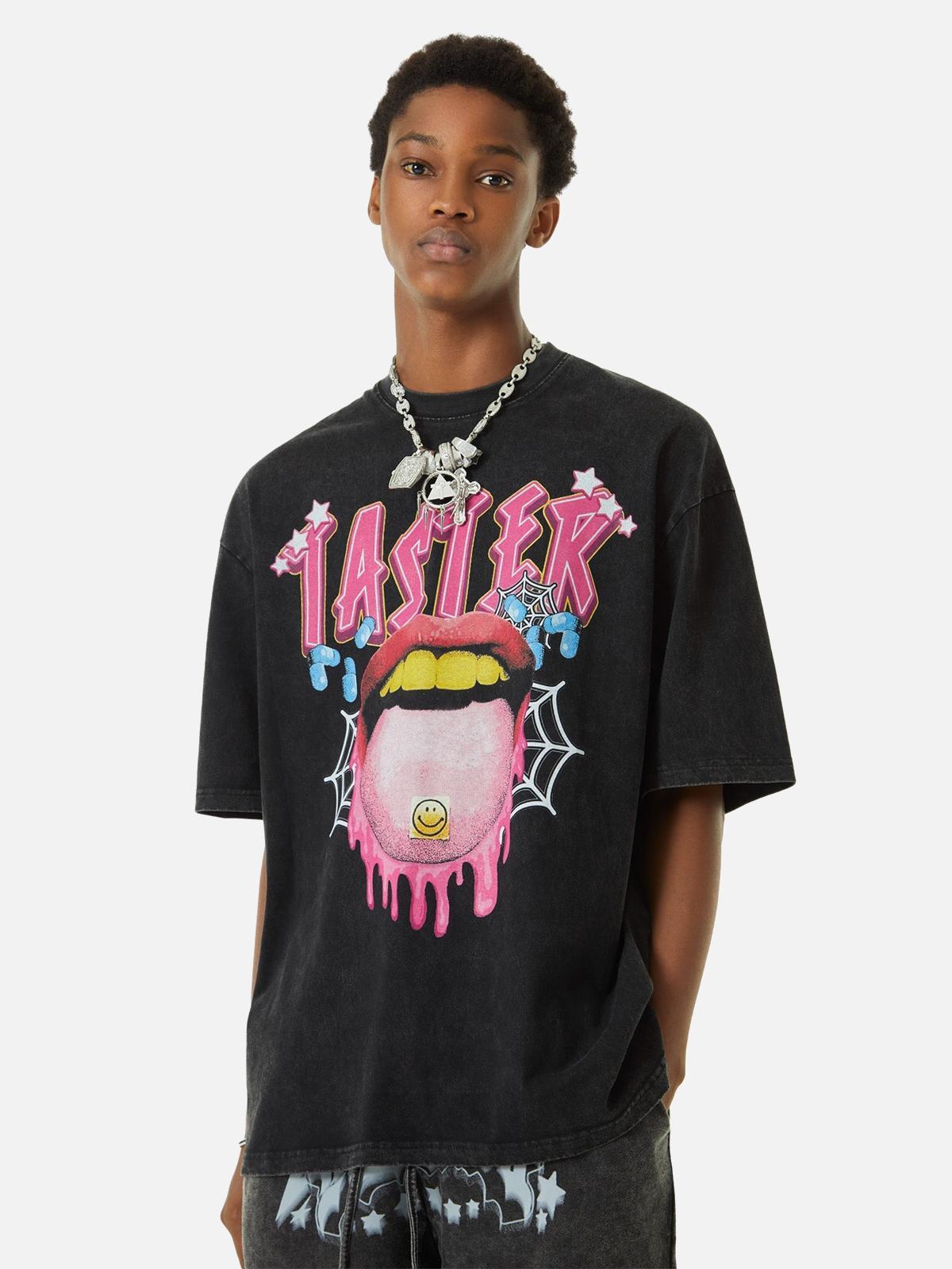 TALISHKO Creative Fun Big Tongue Print T-Shirt