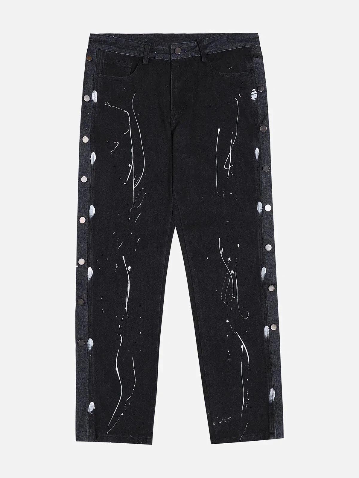 TALISHKO Vintage Splash Ink Breasted Jeans