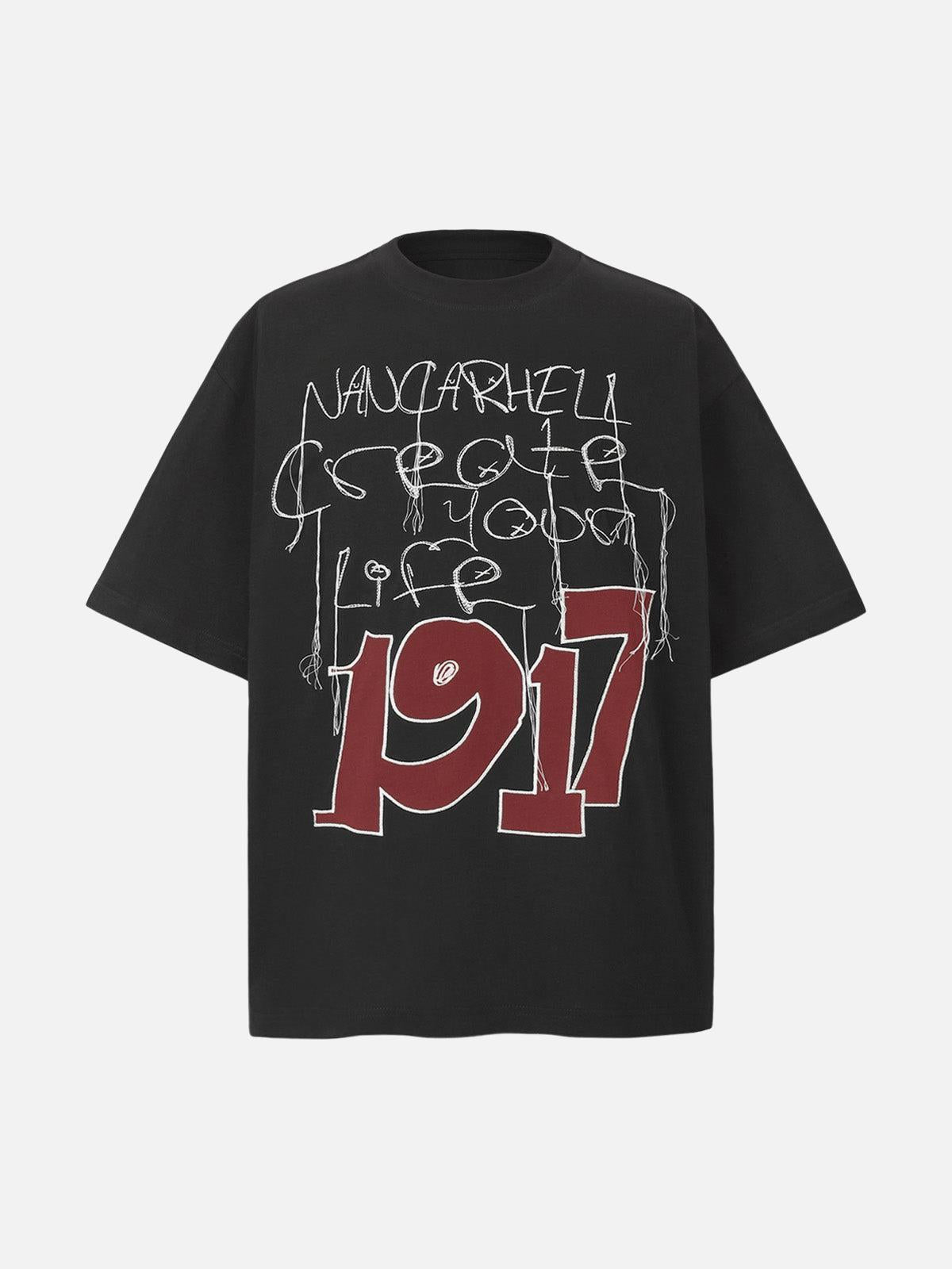 TALISHKO Letter Print Short Sleeve T-Shirt