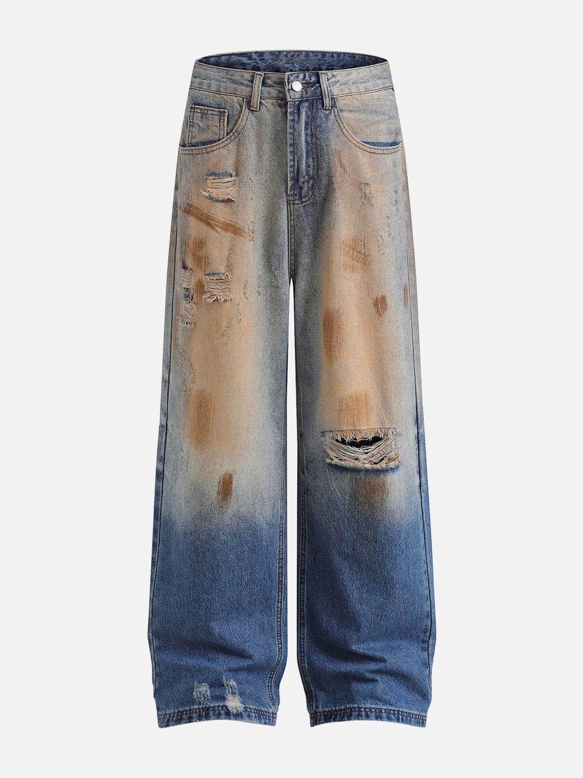 TALISHKO Mud Dyeing Distressed Jeans