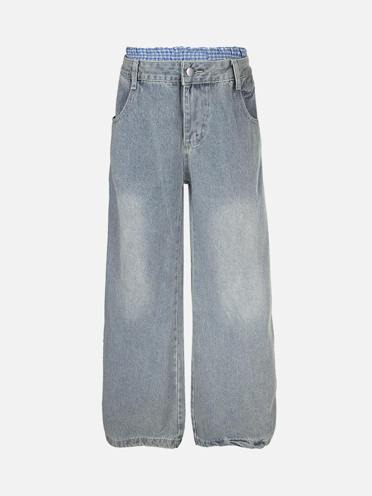 TALISHKO Plaid Double Waist Baggy Jeans