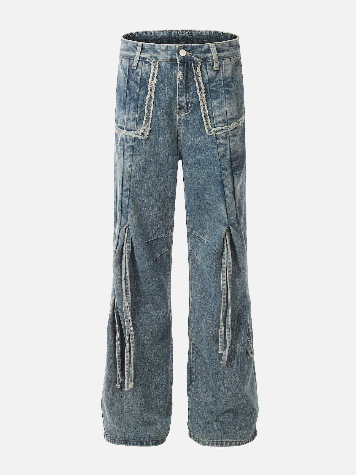 TALISHKO Bow Fringe Washed Jeans
