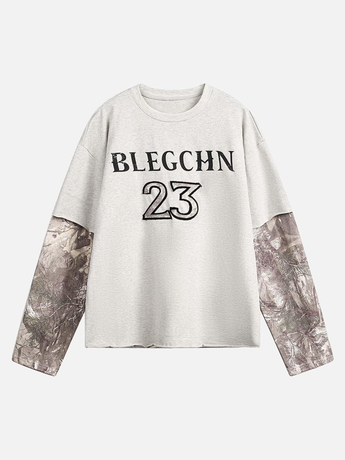 TALISHKO Faux Two-Piece Print Long-Sleeve T-Shirt