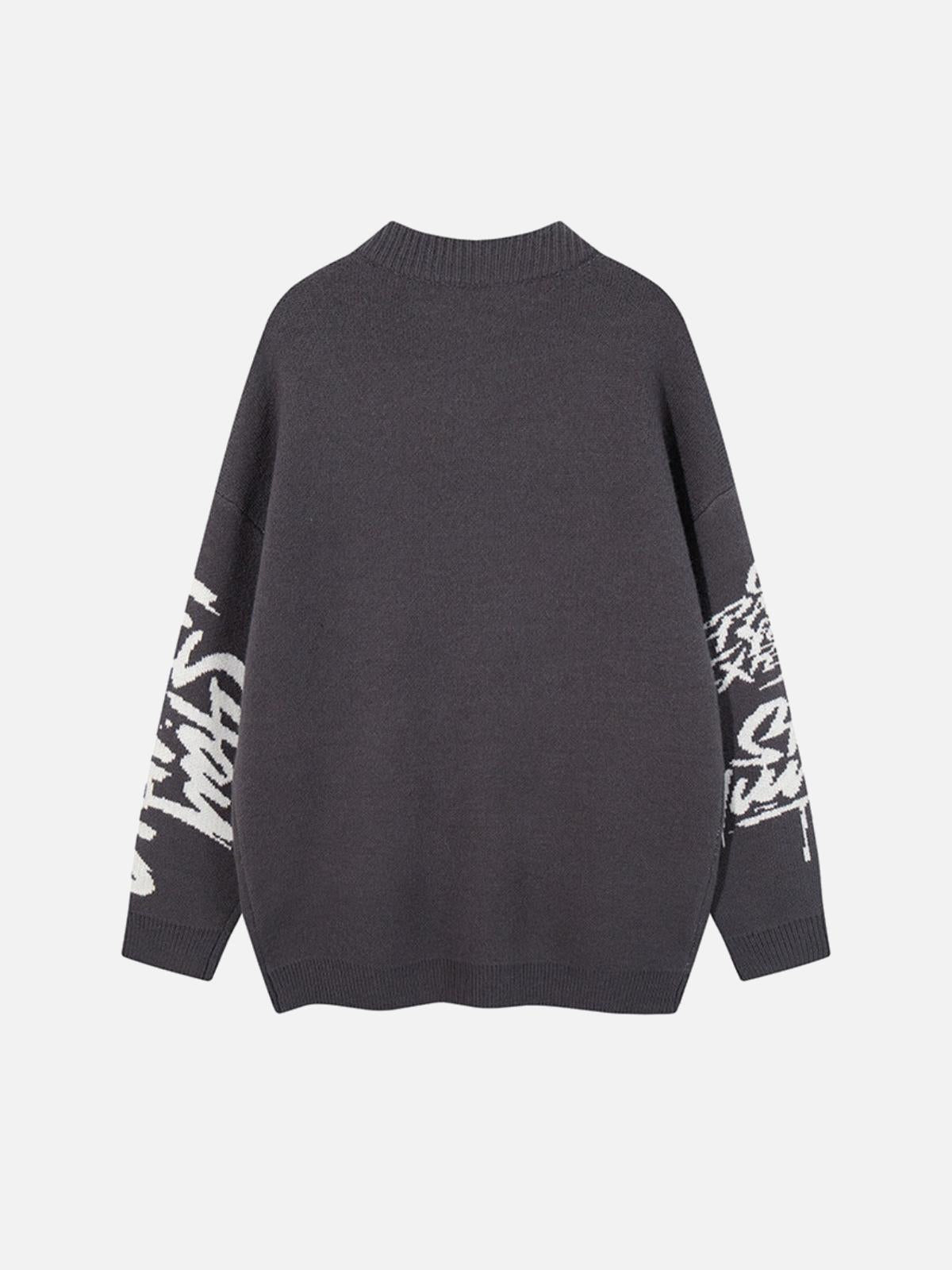TALISHKO Street Letter Graffiti Jacquard Sweater
