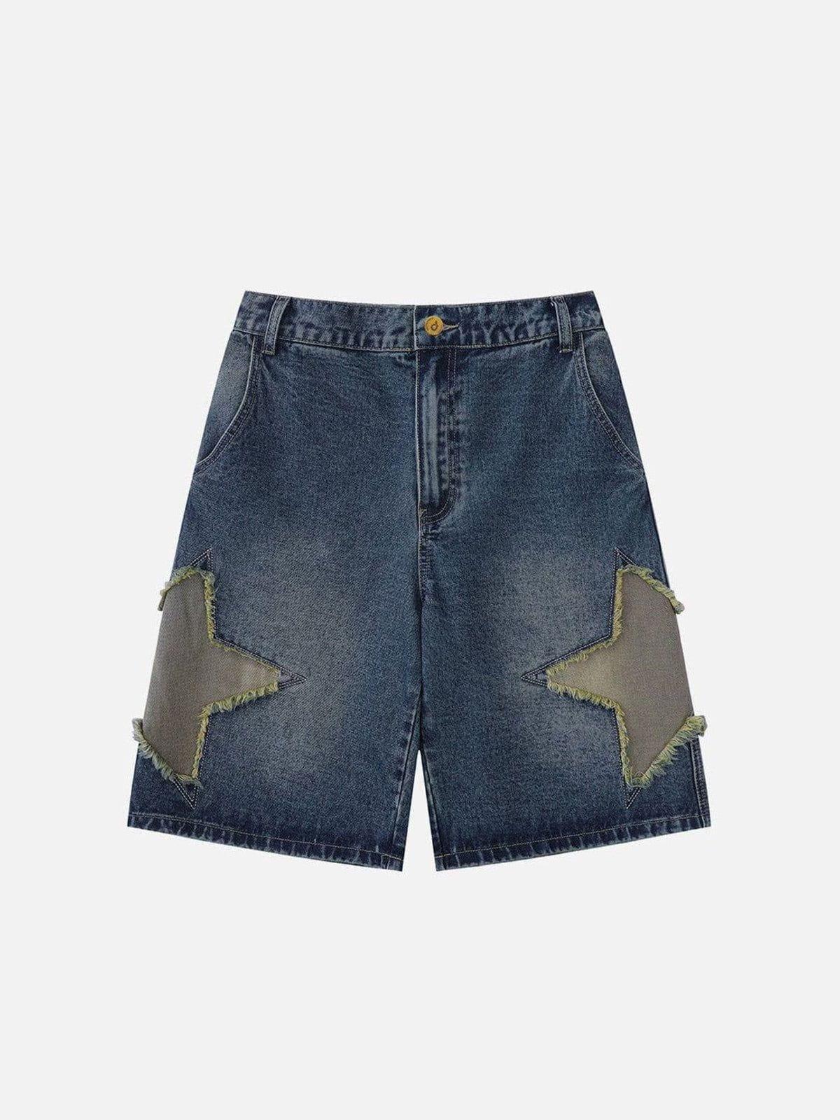 TALISHKO Star Tassel Patch Gradient Jorts