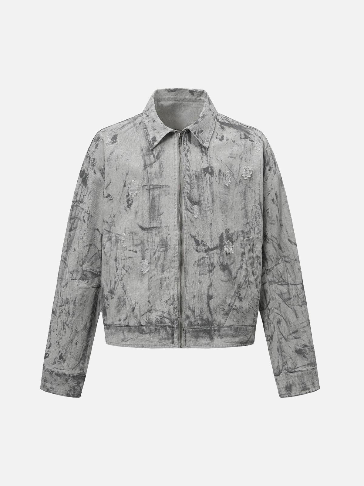 TALISHKO Tie-Dye Denim Bomber Jacket
