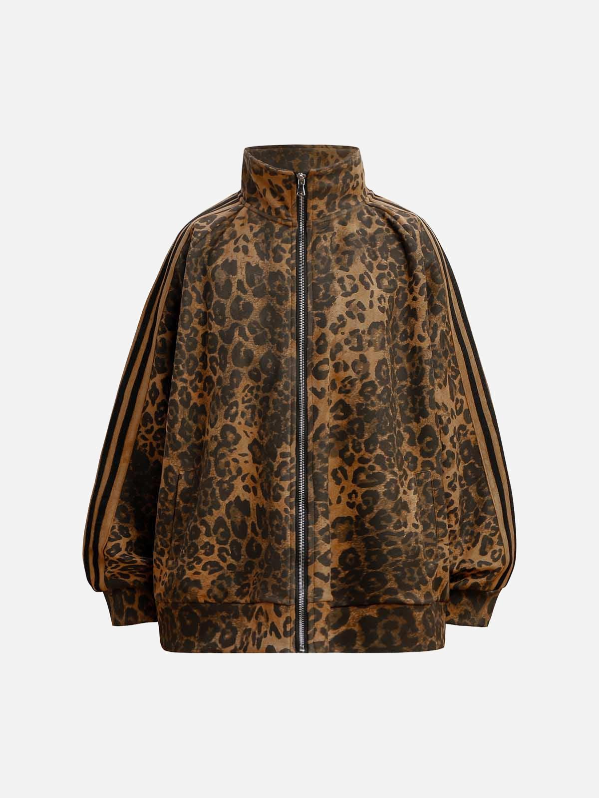 TALISHKO Cheetah Print Suede Track Jacket