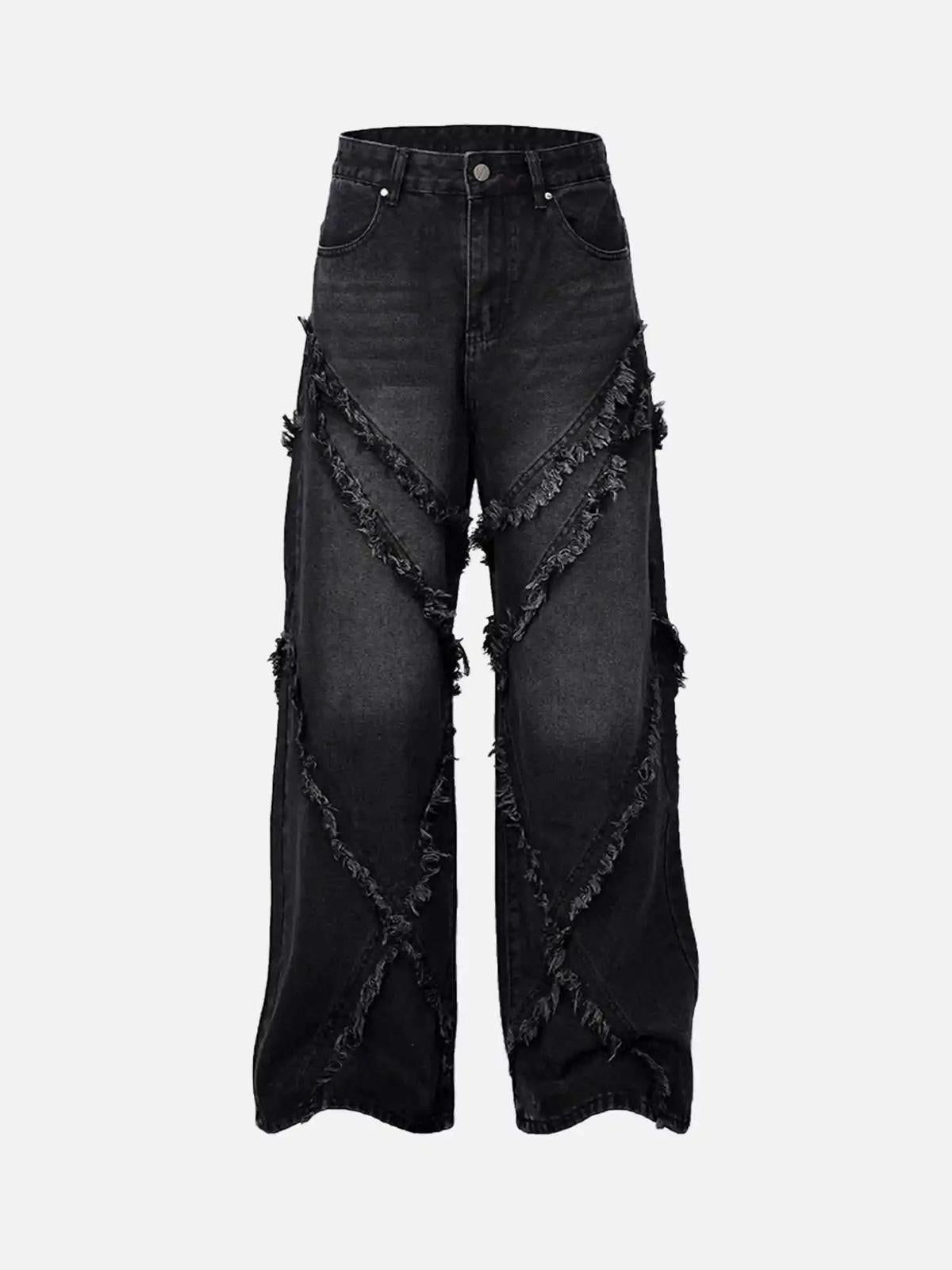 TALISHKO High Street Hip Hop Washed Distressed Jeans