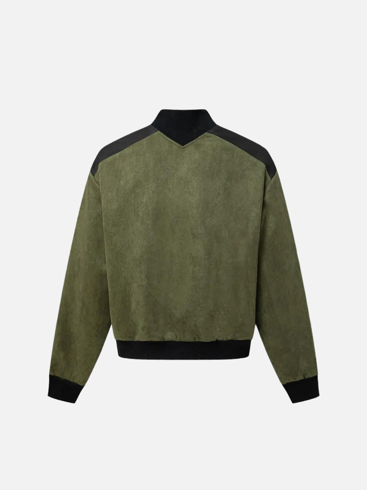 TALISHKO Patchwork Stand Collar Sweatshirt