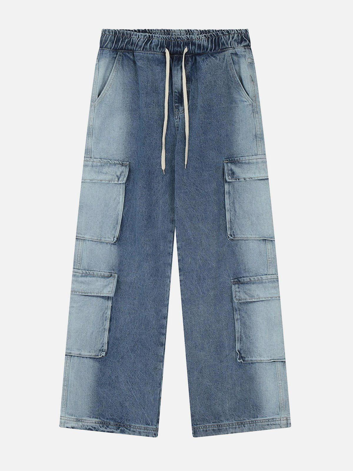 TALISHKO Multi-Pocket Water-Washed Jeans