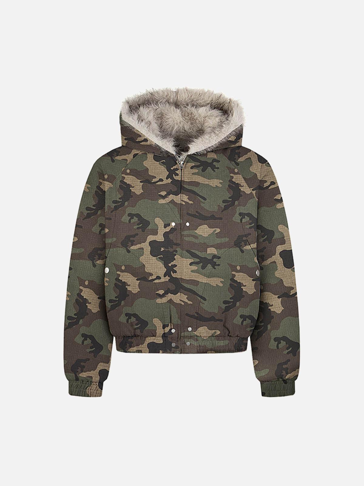 TALISHKO Patchwork Fur Hooded Quilted Jacket