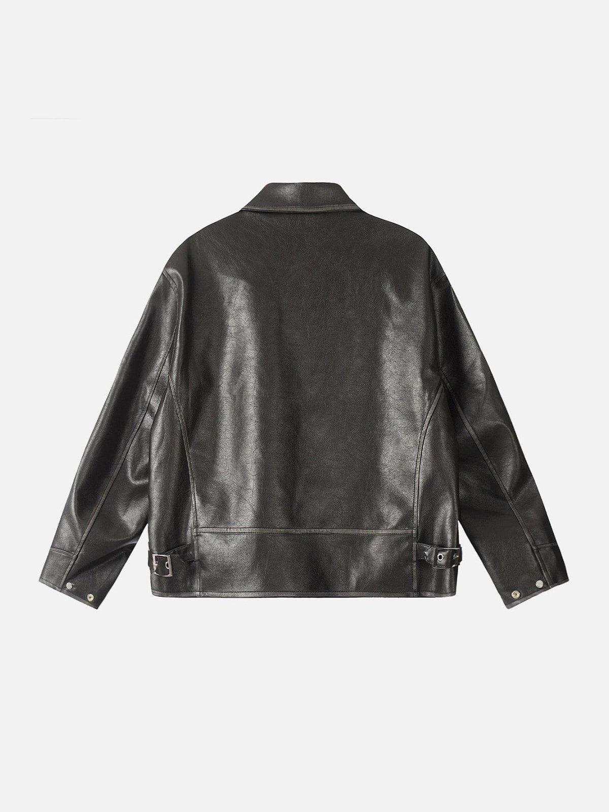 TALISHKO Fold-Over Washed Faux Leather Jacket