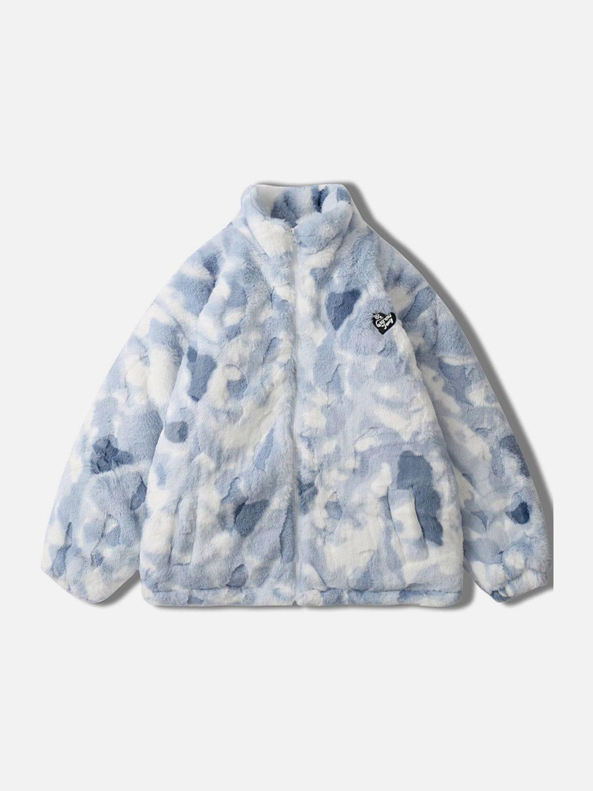 TALISHKO Tie-Dye Heart Sherpa Coat