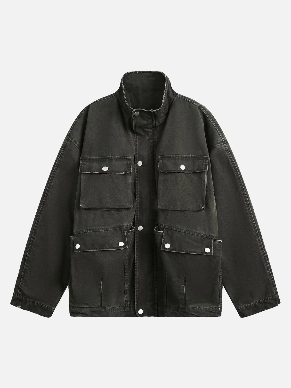 TALISHKO Retro Washed Distressed Multi-Pocket Work Jacket