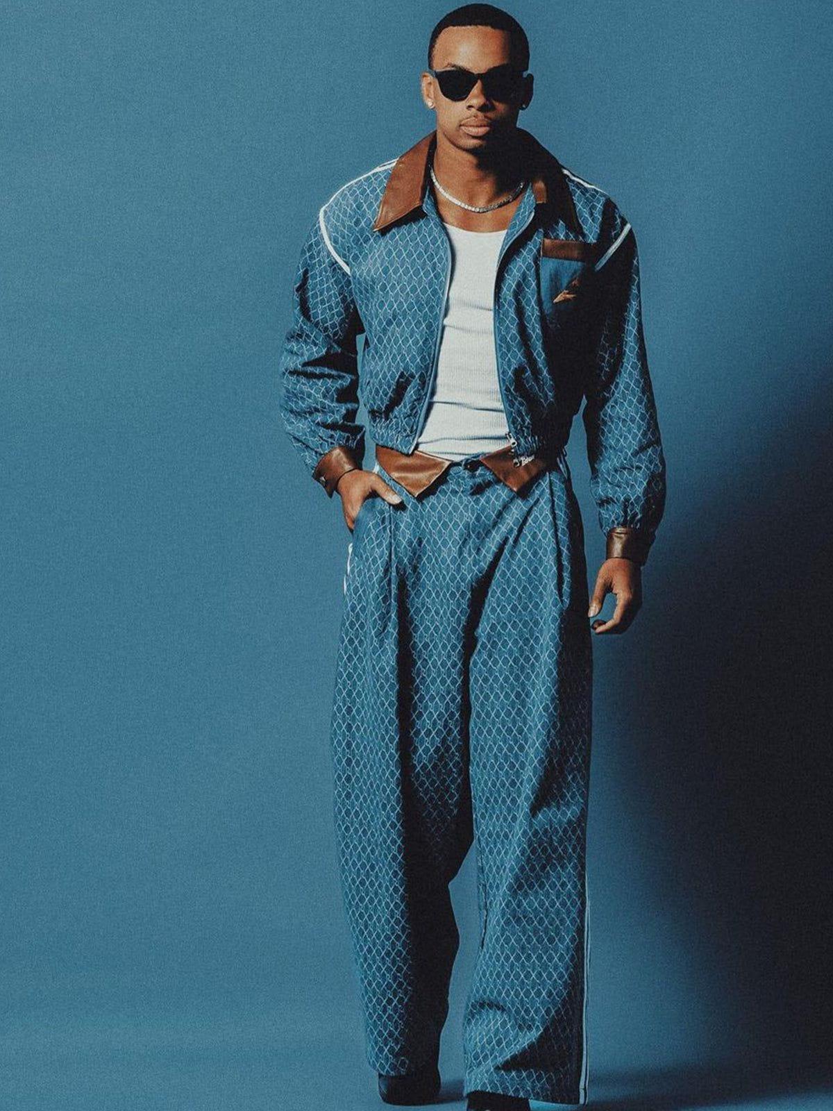 TALISHKO Vintage Denim Jacquard Baggy Jeans