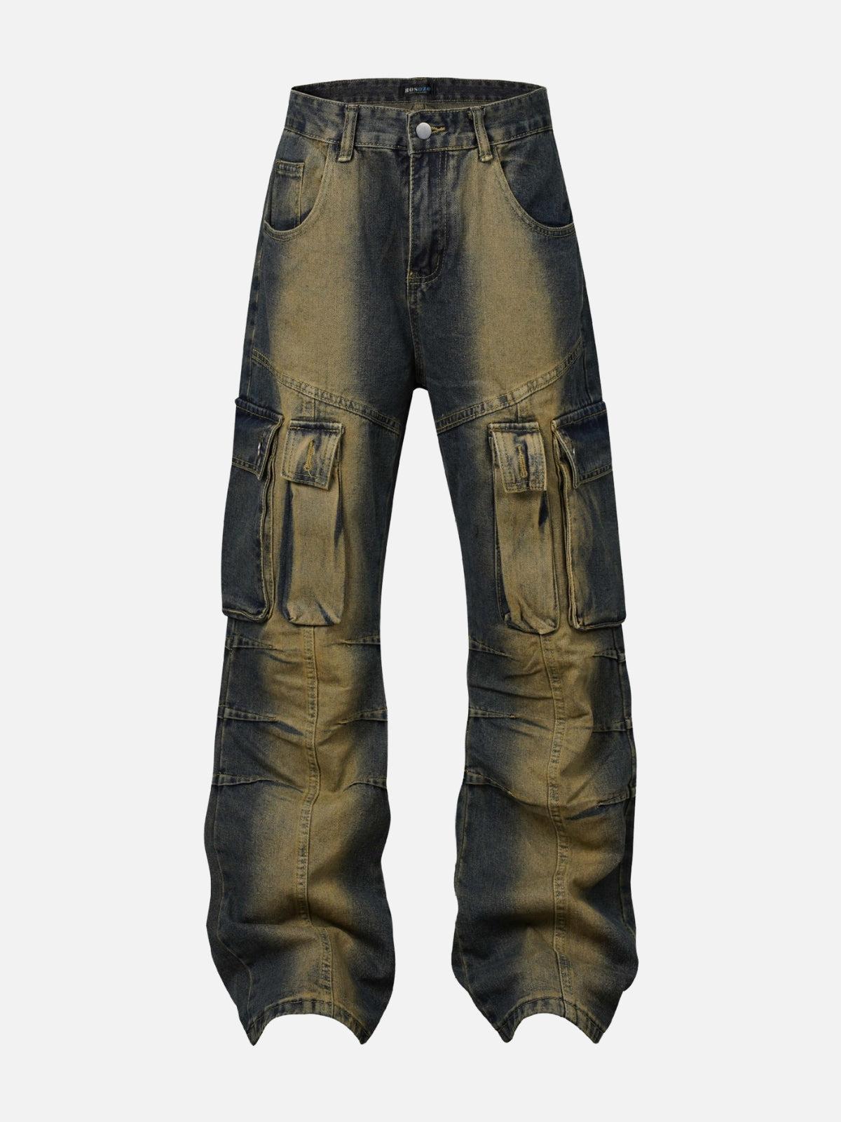 TALISHKO Multi Pocket Washed Cargo Jeans