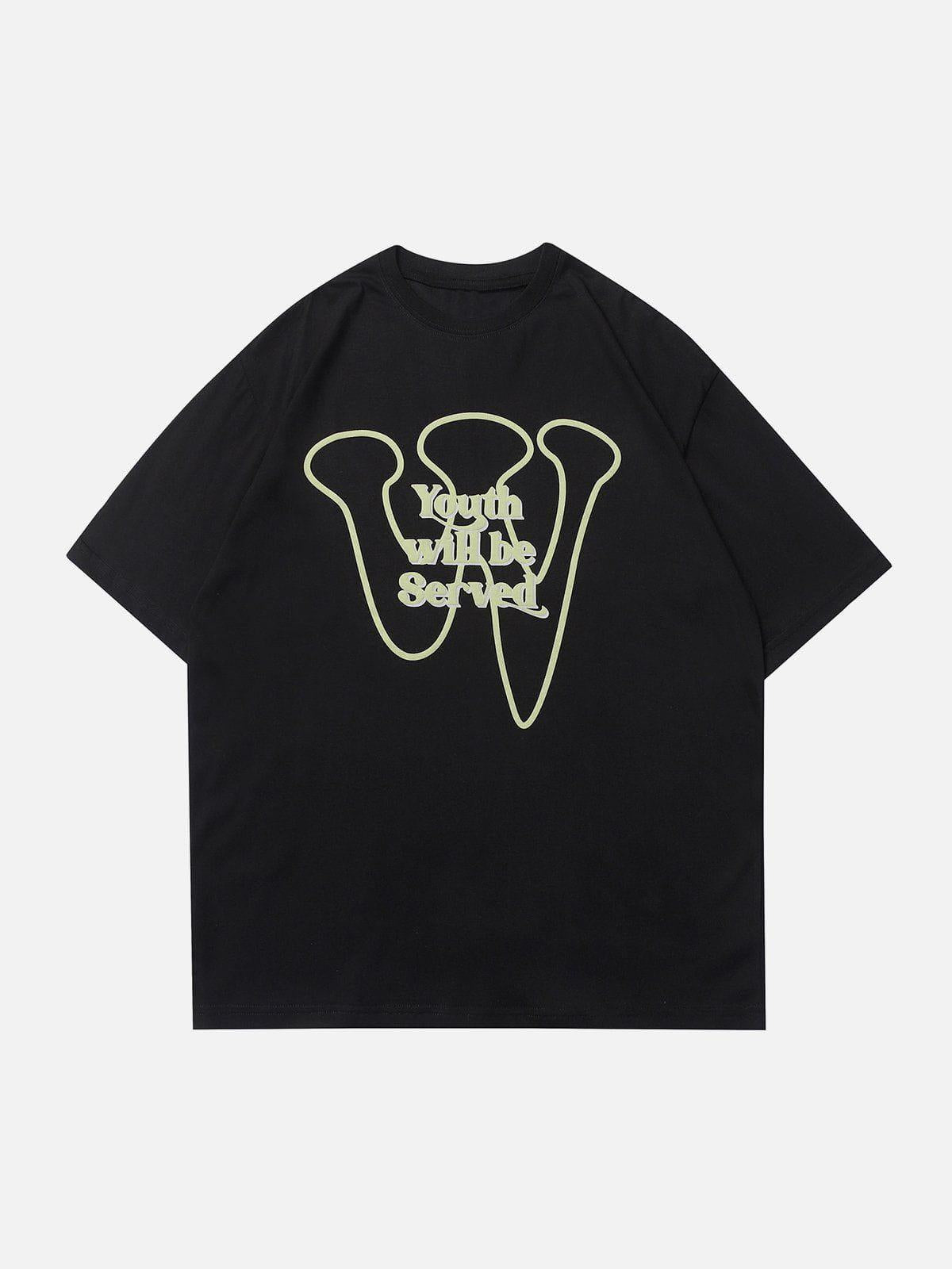 TALISHKO Simple Foam Letter Print Tee