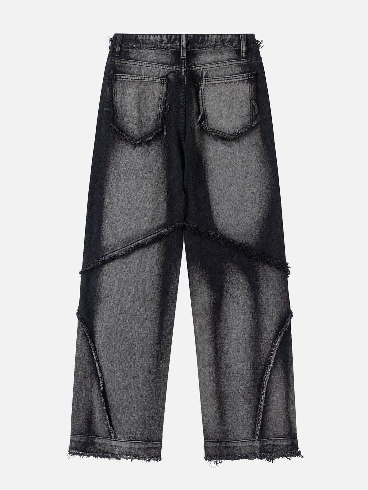 TALISHKO Spider Silhouette Pattern Stitching Jeans