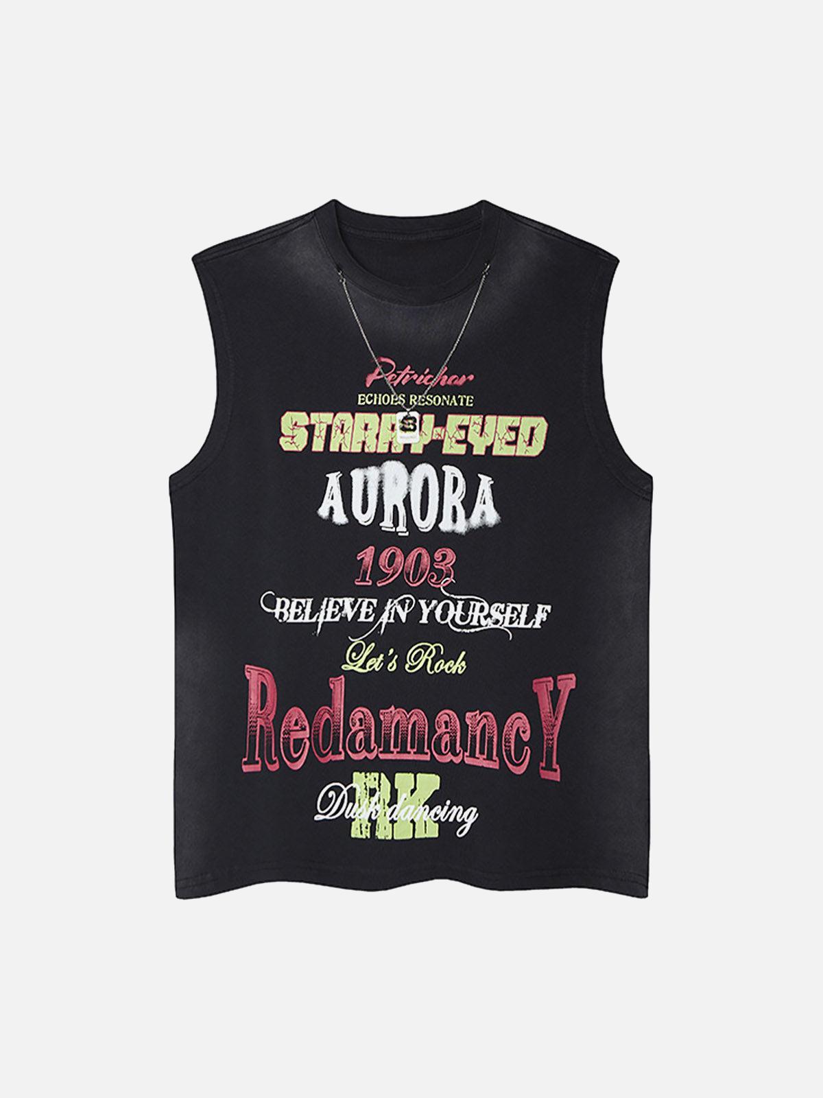 TALISHKO Spray- Painted Letter Print Necklace Vest