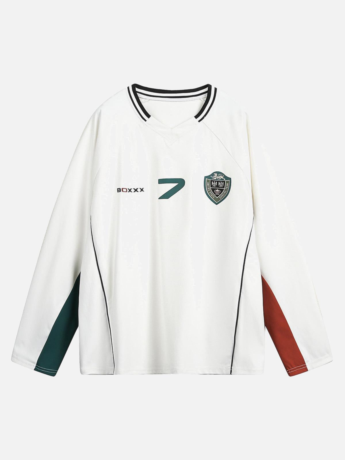 TALISHKO Jersey Contrast Color Stitching Long Sleeve T-Shirt
