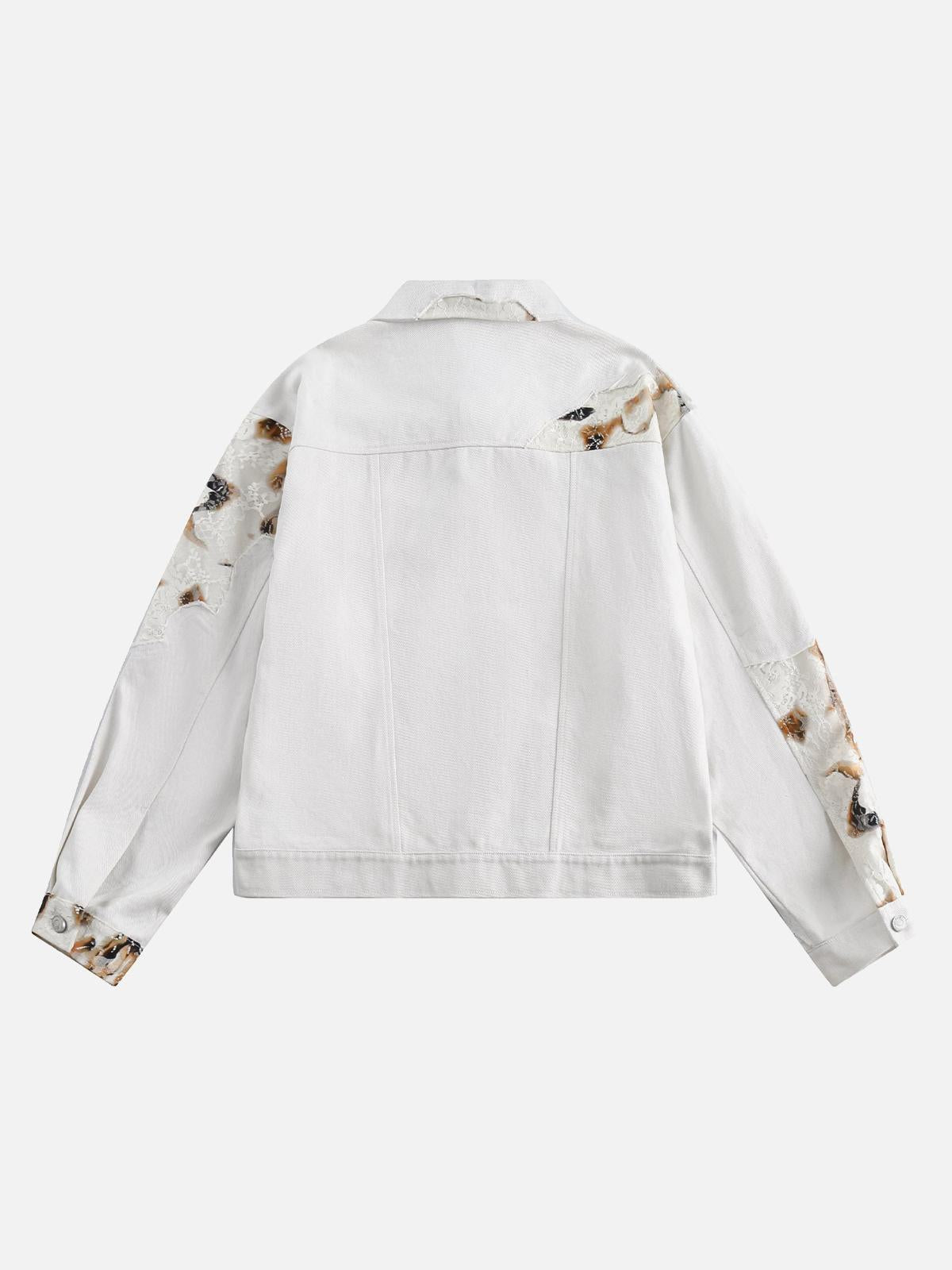 TALISHKO American Retro Lace Patchwork Denim Jacket