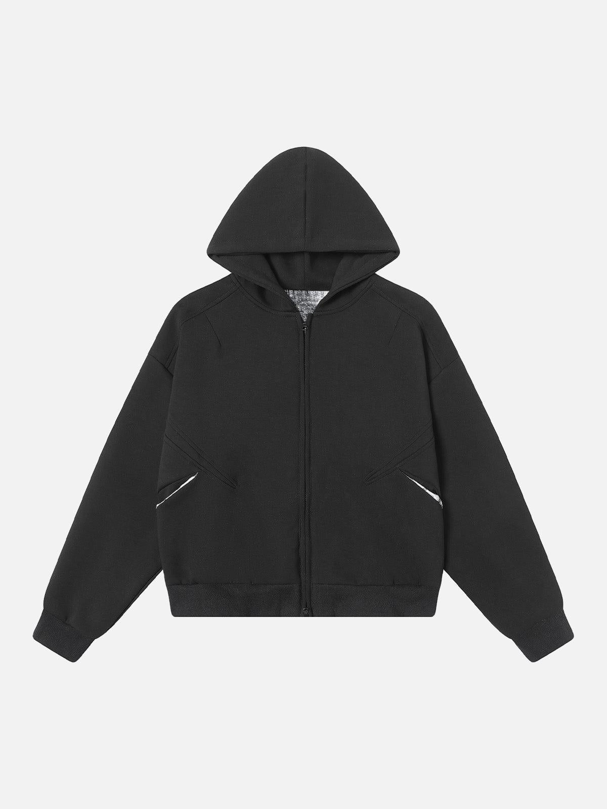 TALISHKO Retro Plaid Lining Zip Up Hooded Sweatshirt