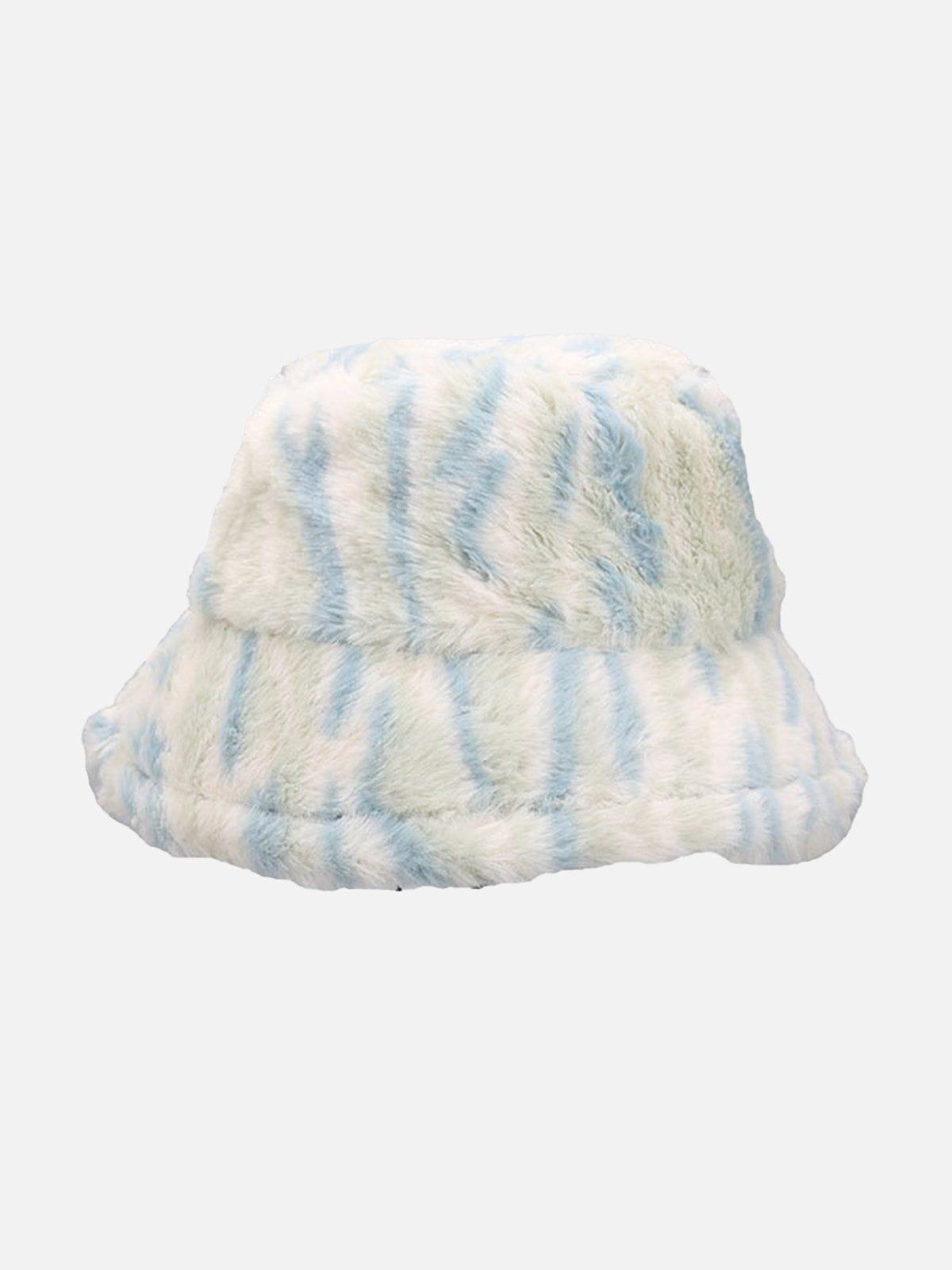 TALISHKO Contrast Striped Plush Vintage Bucket Hat
