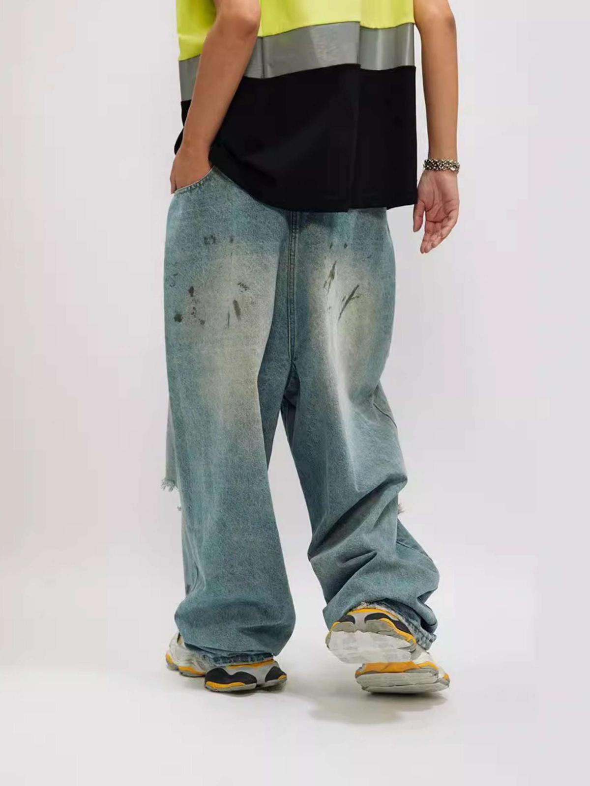 TALISHKO Reverse Pocket Ripped Jeans
