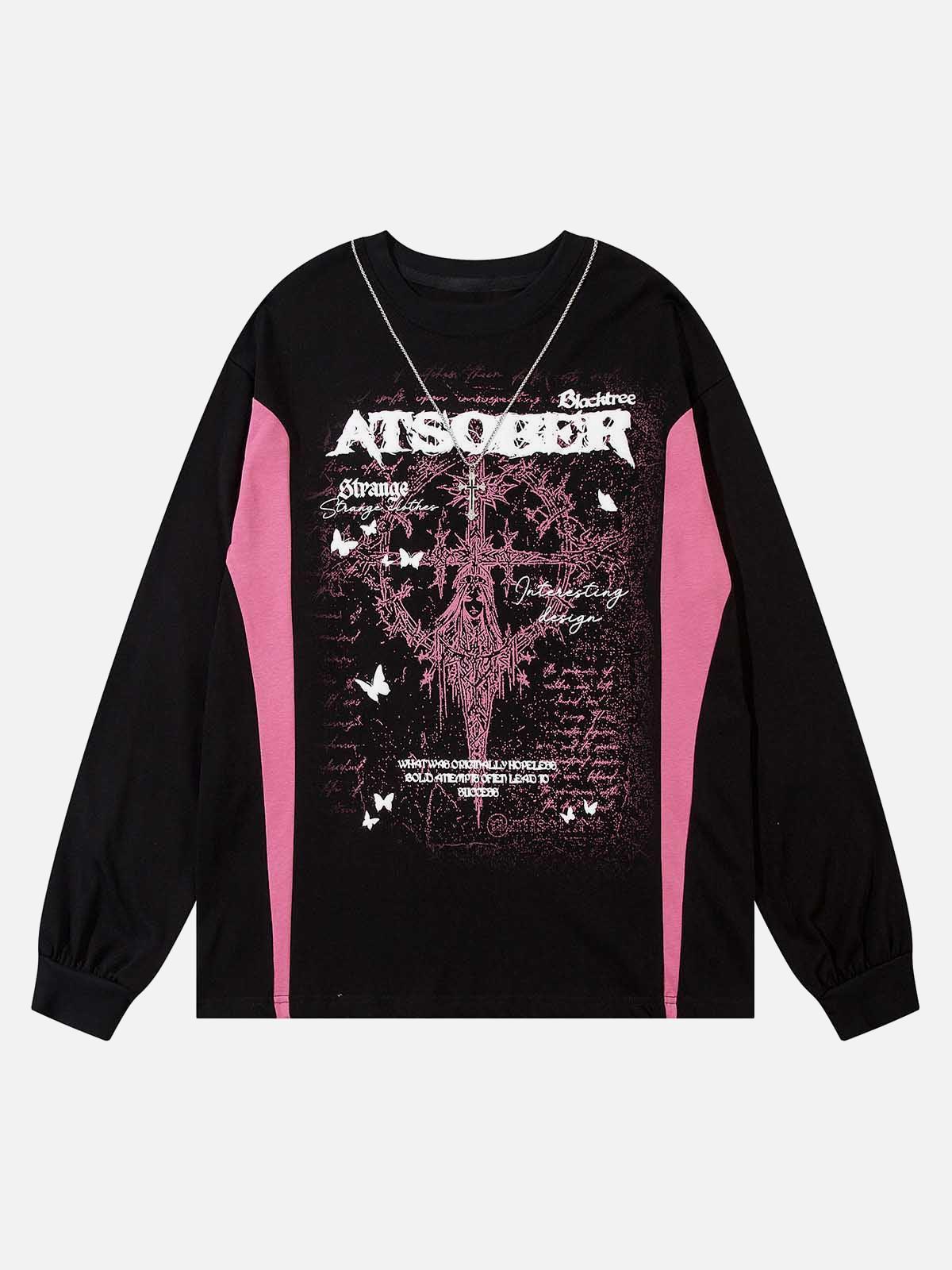 TALISHKO Star Necklace Cross Graphic Long Sleeve T-Shirt