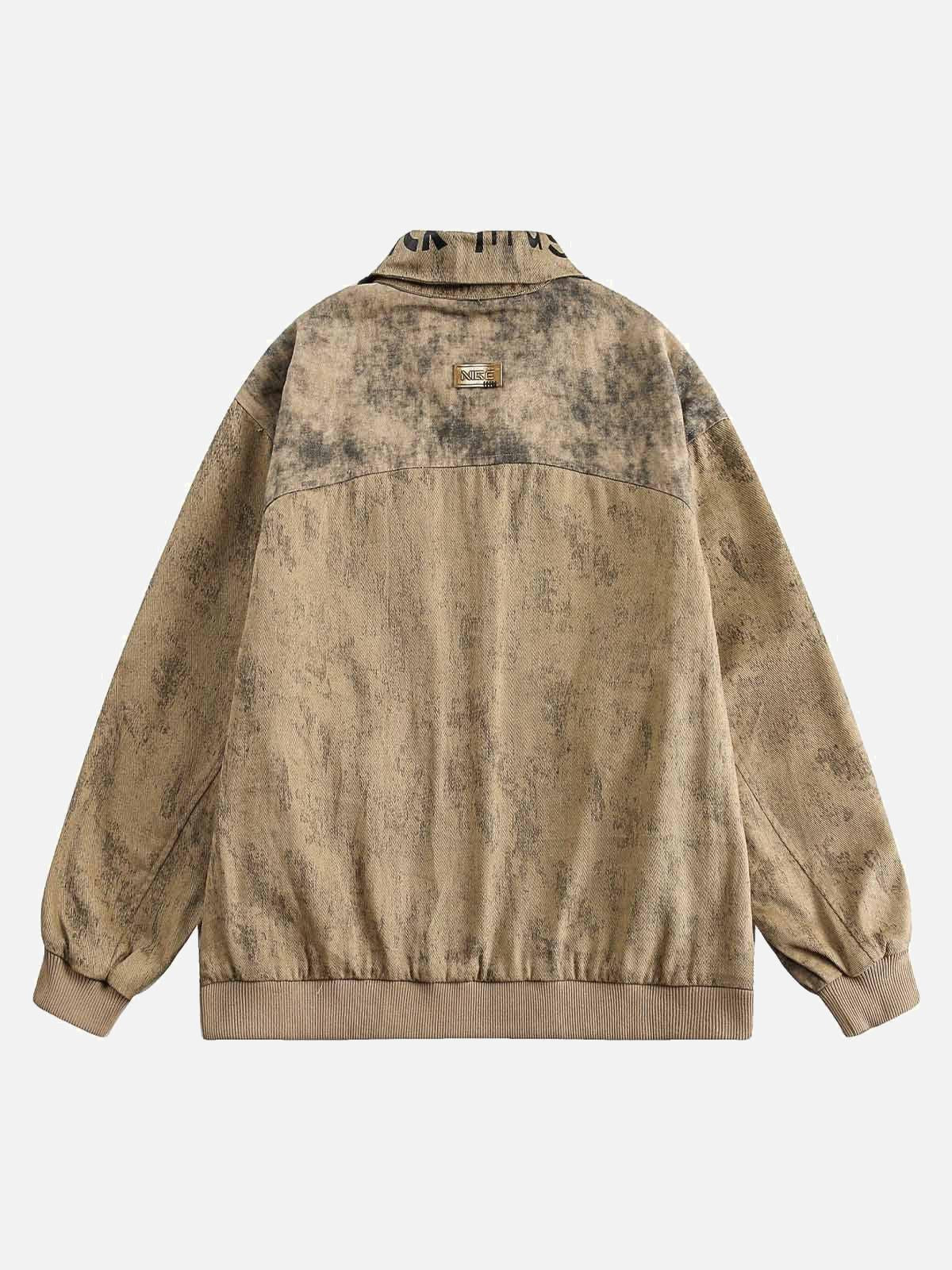 TALISHKO Distressed Double-Layer Collar Workwear Jacket