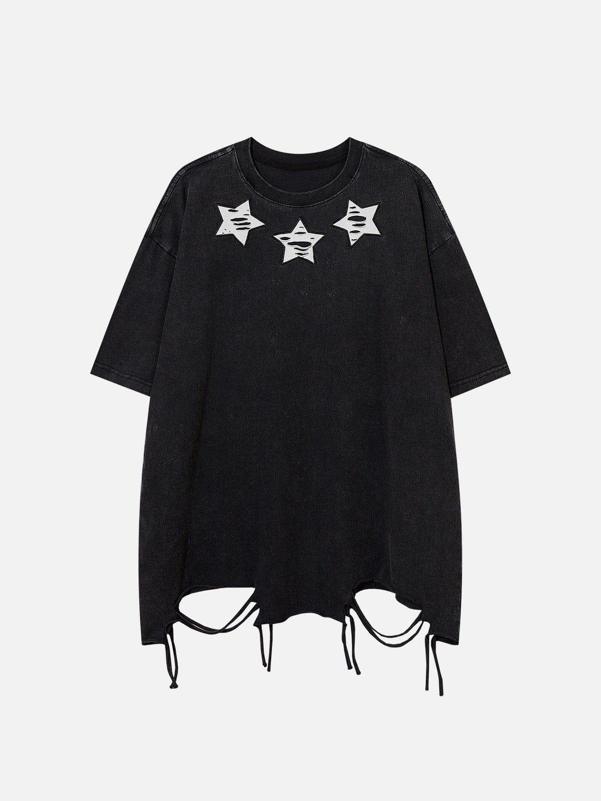 TALISHKO Embroidery Distressed Star Washed Tee
