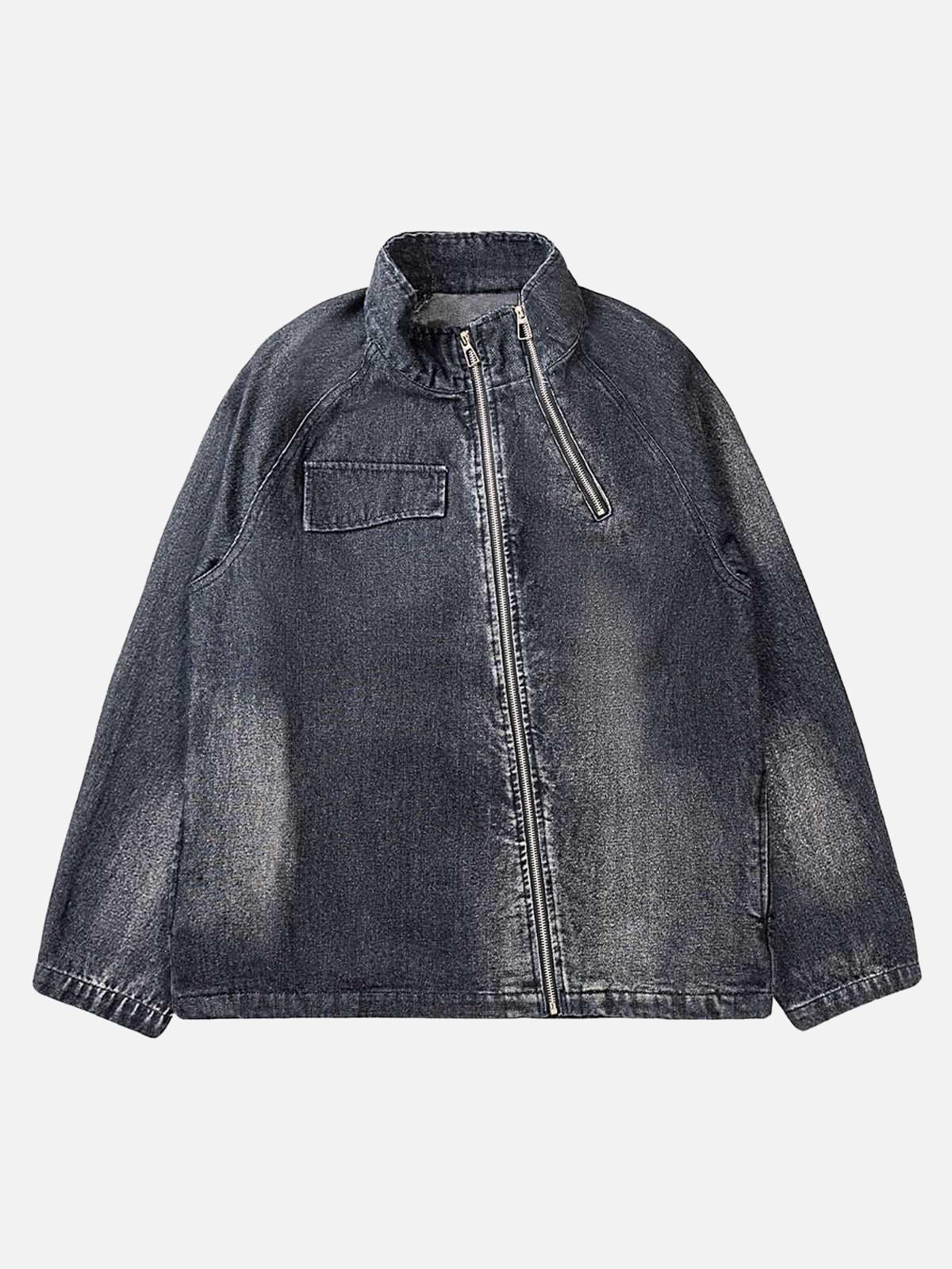 TALISHKO Washed Distressed Denim Jacket
