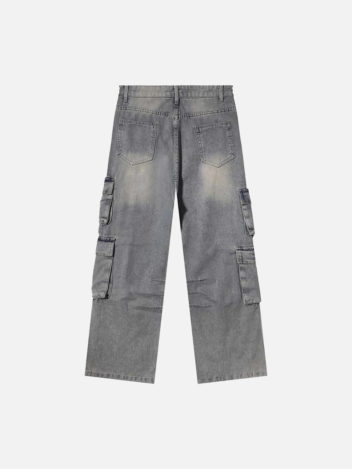 TALISHKO Painted Washed Multi-Pocket Cargo Jeans