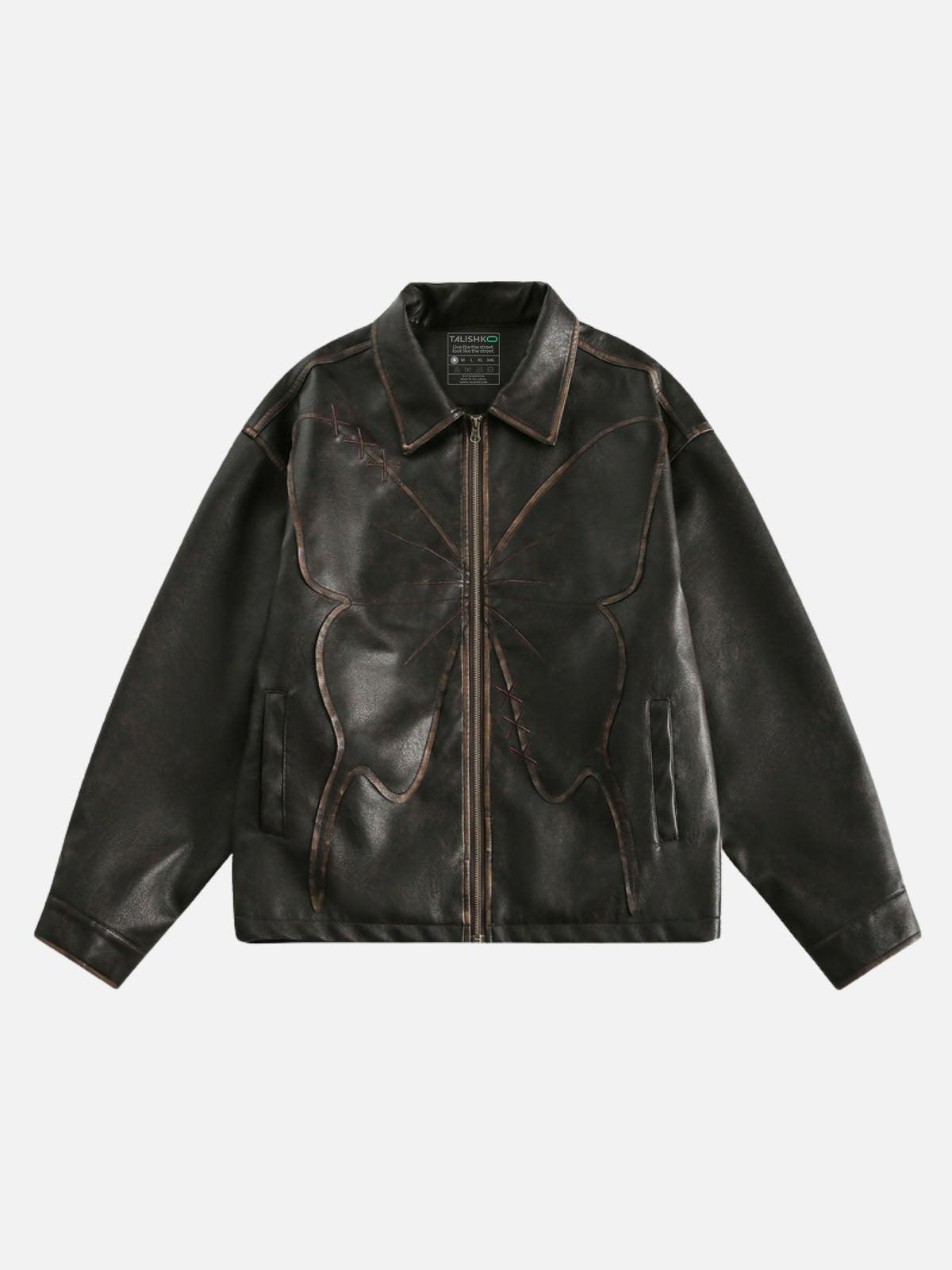 TALISHKO Butterfly Faux Leather Jacket