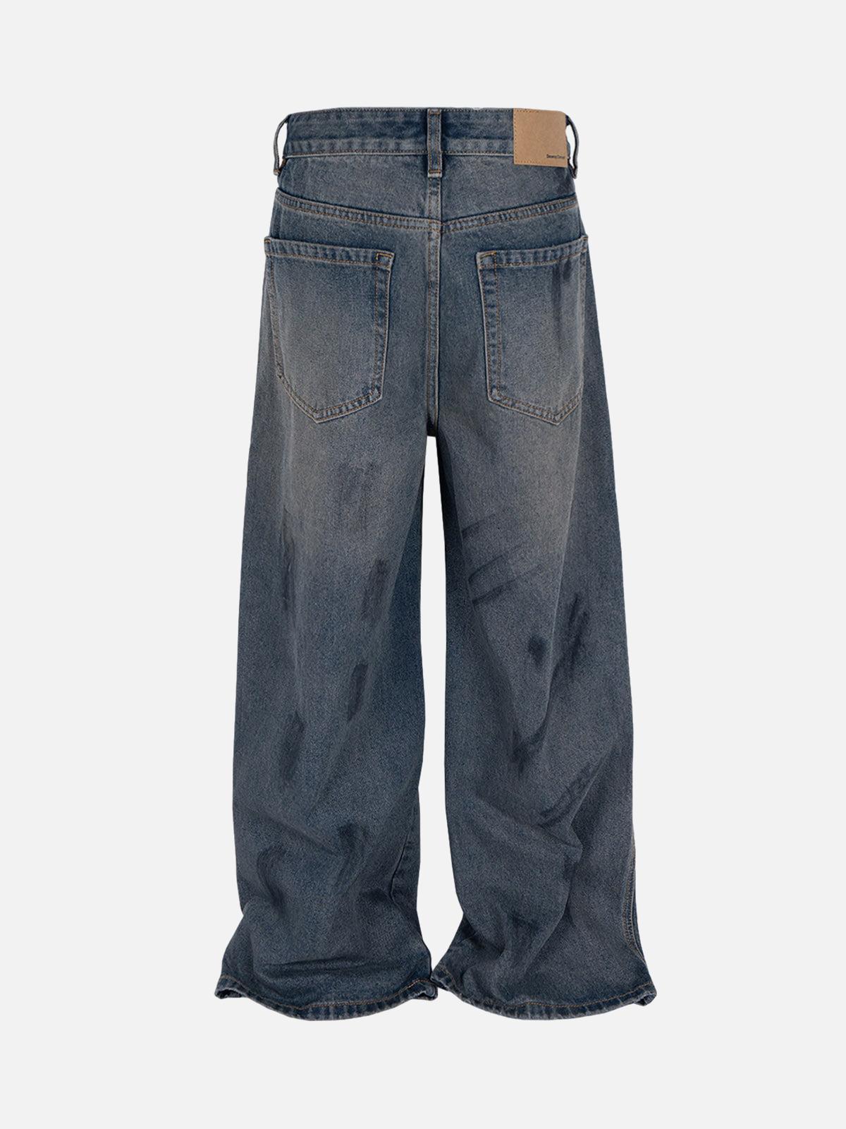 TALISHKO Wasteland Style Ink Splash Baggy Jeans