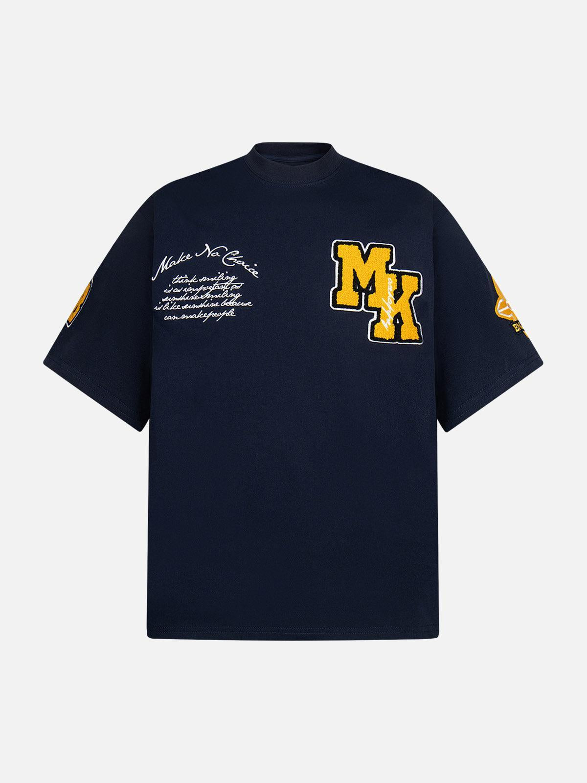 TALISHKO Retro Motorcycle Style Heavy Patch Embroidered T-Shirt