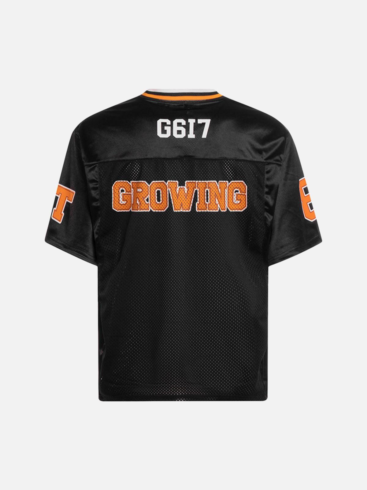 TALISHKO Jersey Print Oversize V-Neck T-Shirt