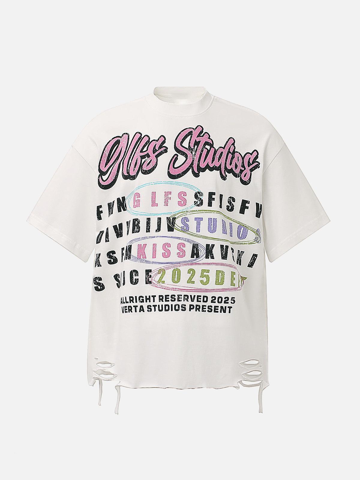 TALISHKO Retro Letter Graphic T-Shirt