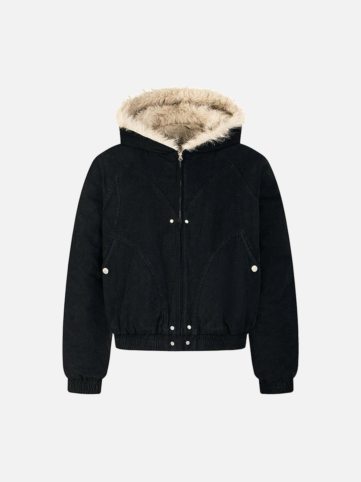 TALISHKO Patchwork Fur Hooded Quilted Jacket