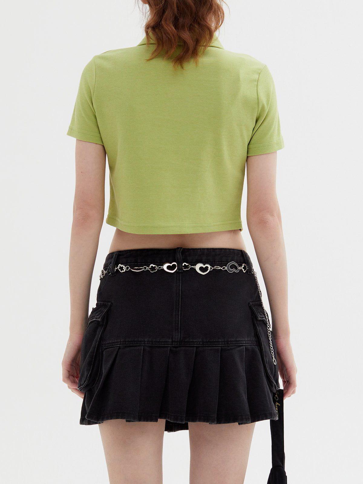 TALISHKO Geometric Zip Up Crop Tee