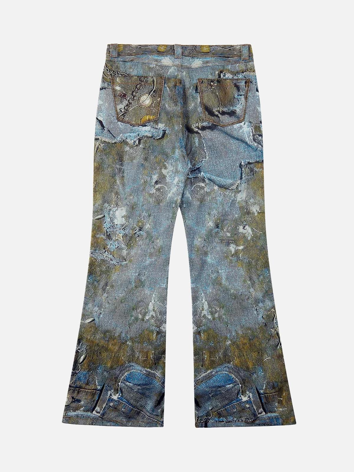 TALISHKO Graffiti BORO Destruction Chain Jeans