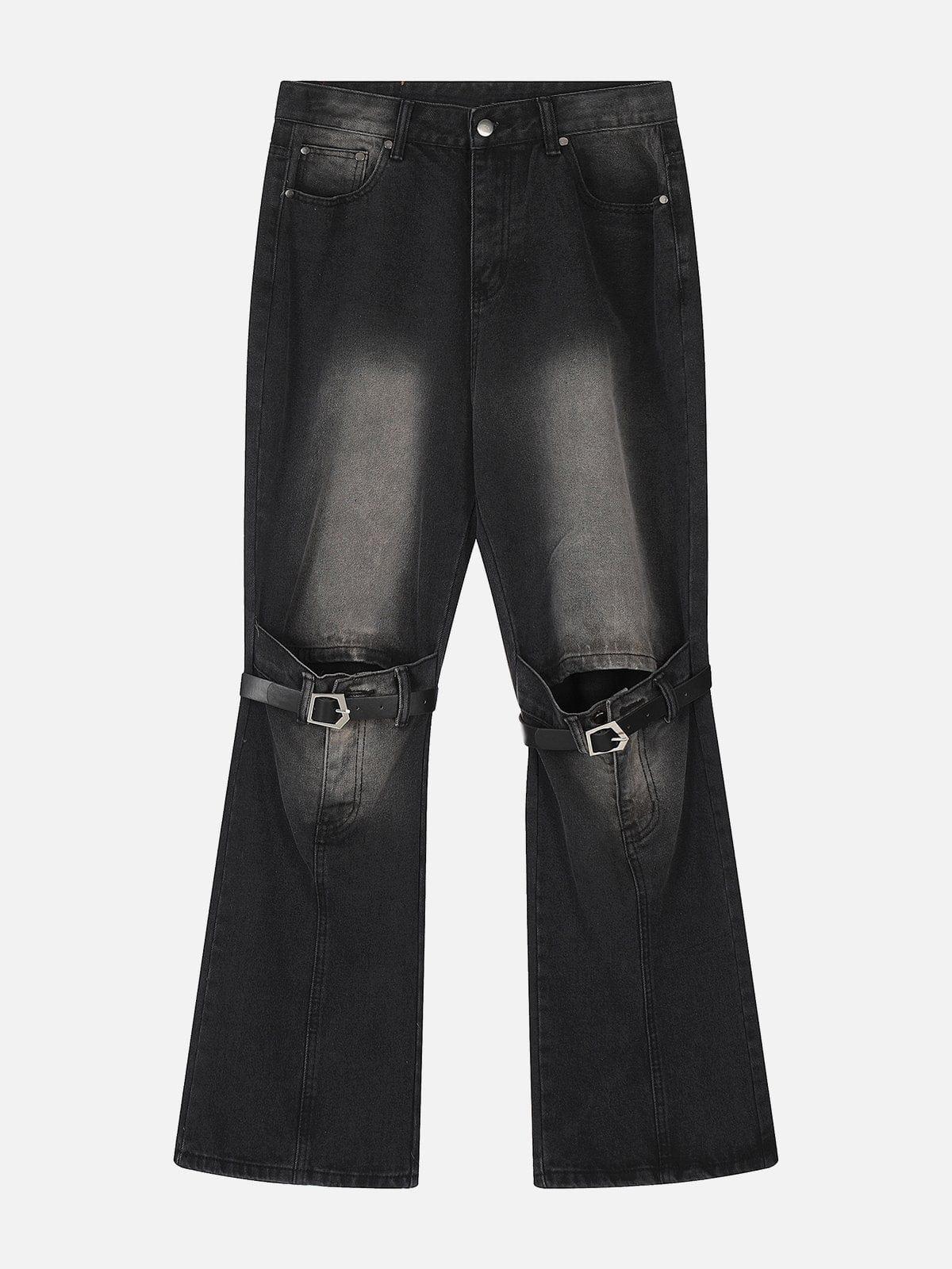 TALISHKO Lace-Up Ripped Wash Jeans