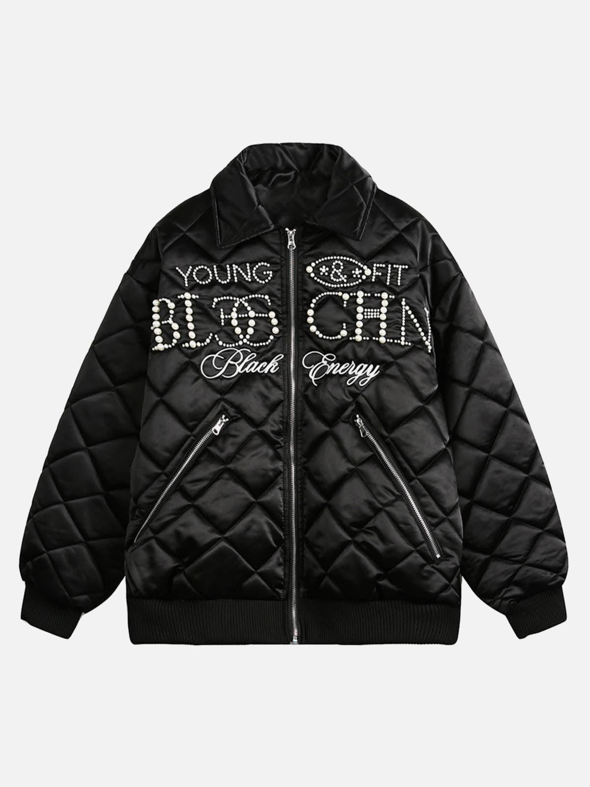 TALISHKO Pearl Letter Diamond Quilted Jacket